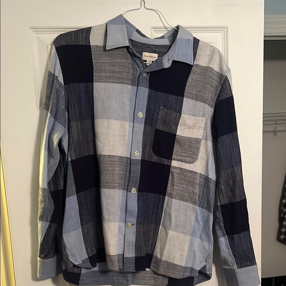 Club Monaco Blue Plaid Shirt XL